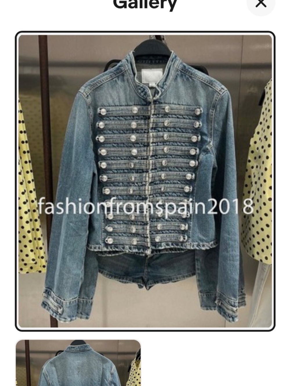 Zara Blue Military-Inspired Embellished Denim Jacket